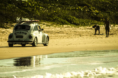 Volkswagen beetle on beach