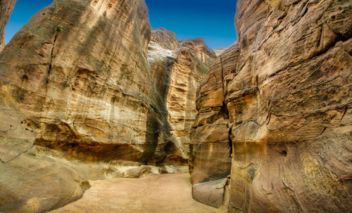 Low angle view of rock formations