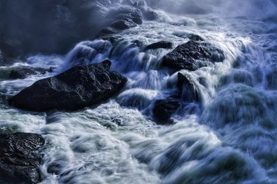 View of water flowing through rocks