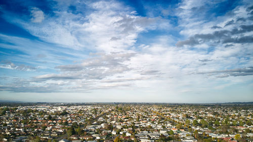 High angle view of townscape against sky