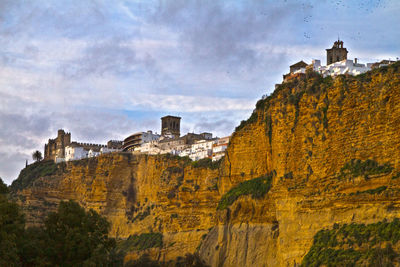 Low angle view of buildings against sky