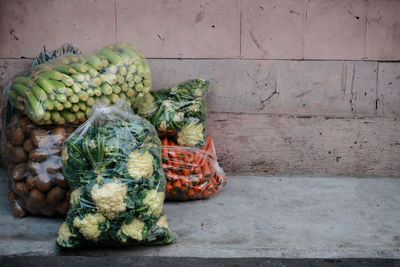 Vegetables for sale at market stall