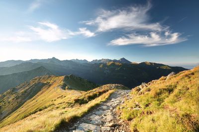 Scenic view of mountains against sky