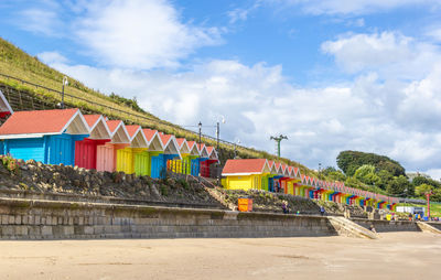 Colorful beach chalets at scarborough