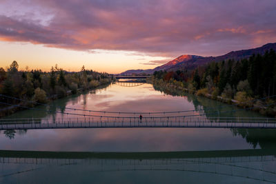 Scenic view of lake against sky at sunset