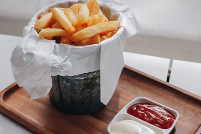 Close-up of food on table