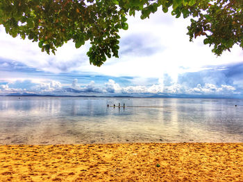 Scenic view of lake against sky