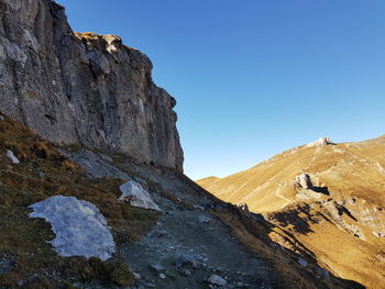 Scenic view of mountains against clear sky