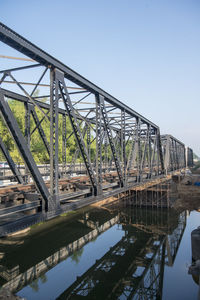 Bridge over river against clear sky