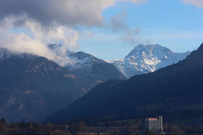 Scenic view of mountains against sky