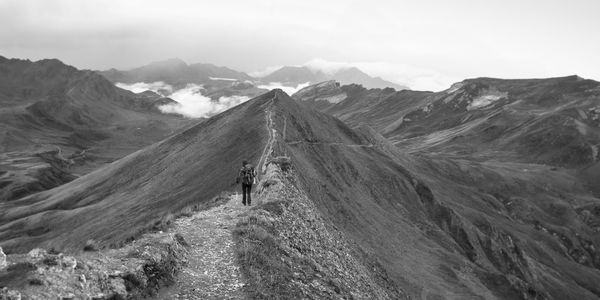 Scenic view of mountain range against sky