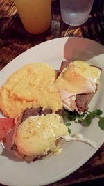 Close-up of served in plate