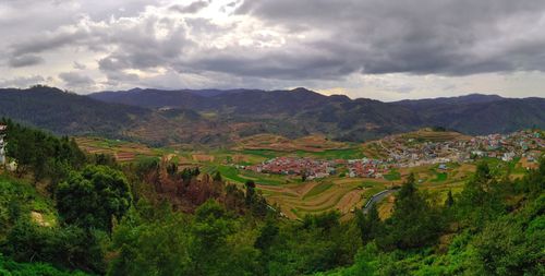 High angle view of landscape against sky