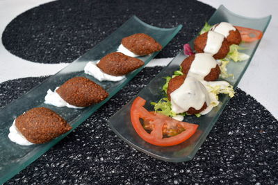 High angle view of sushi in plate