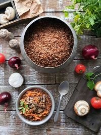 National russian folk cuisine. cooked buckwheat porridge.