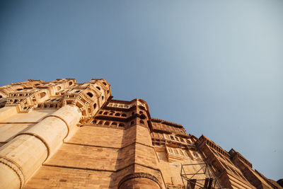 Low angle view of historical building against clear sky