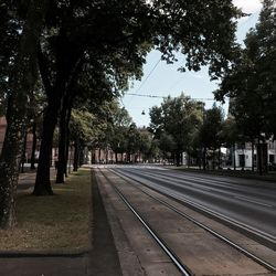 Railroad track in city