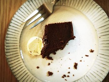 High angle view of dessert in plate