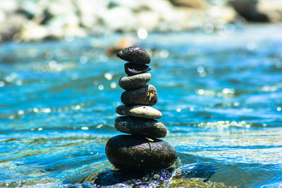 Stack of stones in sea