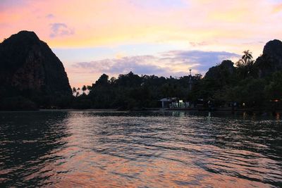 Scenic view of sea against sky at sunset