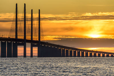 Bridge at sunset, low angle view