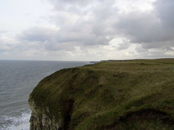 Scenic view of sea against cloudy sky