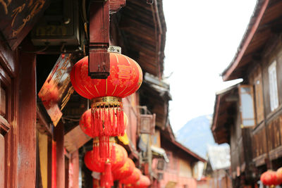 Lanterns hanging from roof