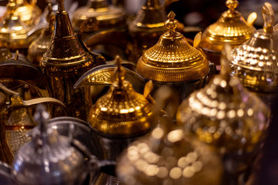 Close-up of illuminated lanterns