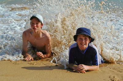 Portrait of a smiling boy on beach