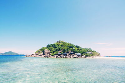 Scenic view of sea against clear sky