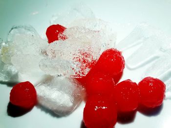 Close-up of ice cream over white background