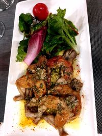 High angle view of meal served in plate