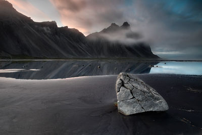 Iceland coast view with a big stone