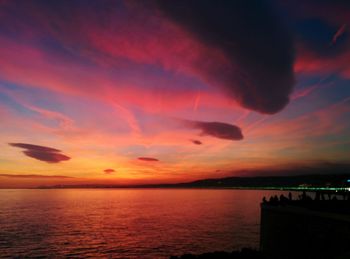 Scenic view of sea at sunset