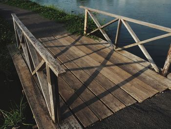 High angle view of boardwalk on footpath