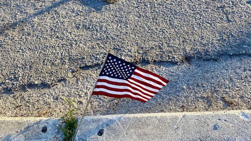 High angle view of flag