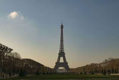 Low angle view of tower against sky during sunset