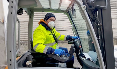 Man working in snow