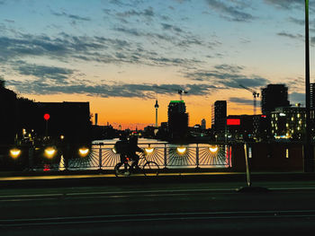 View of city at sunset