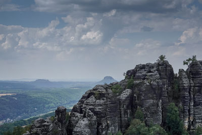 Scenic view of rocky mountains against sky