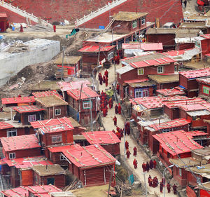 High angle view of houses at sichuan