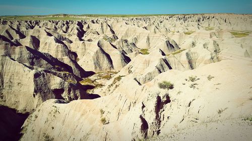 Idyllic shot of rocky landscape at badlands national park