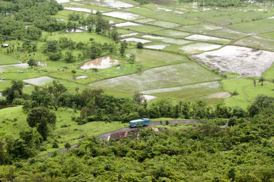 High angle view of golf course