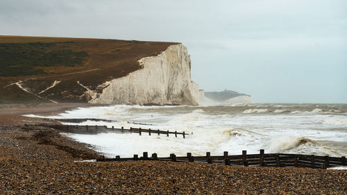 Scenic view of beach against sky