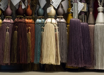 Close-up of multi colored umbrellas