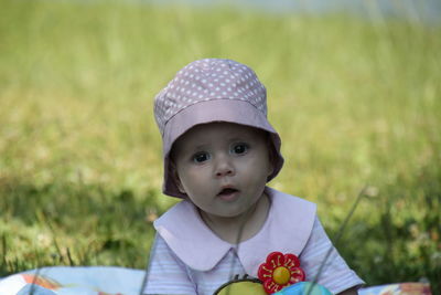 Portrait of cute boy wearing hat