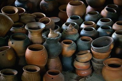 High angle view of containers in container
