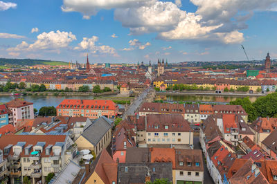 High angle view of townscape against sky