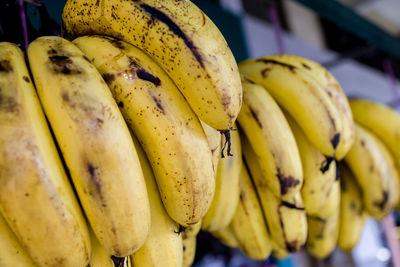 Ripe bananas delicious eating at local market stall.