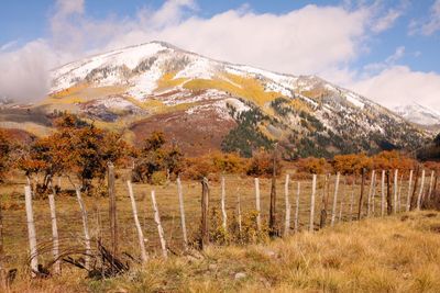 Scenic view of mountains against sky